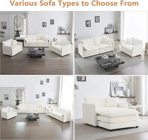 Vista 6 de mikibama Sofá de una plaza de 41.4 pulgadas, sillón cómodo tapizado profundo de chenilla con almohada decorativa para sala de estar, dormitorio
