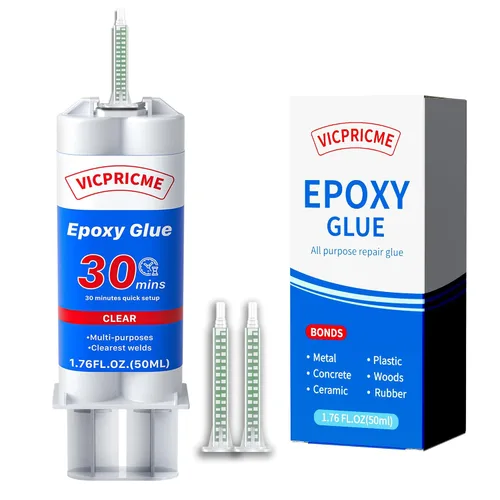 Vista 9 de Vicpricme Pegamento de plástico negro, pegamento epoxi de 2 partes, jeringa de 1.76 onzas, adhesivo de soldadura de plástico impermeable, puede unir