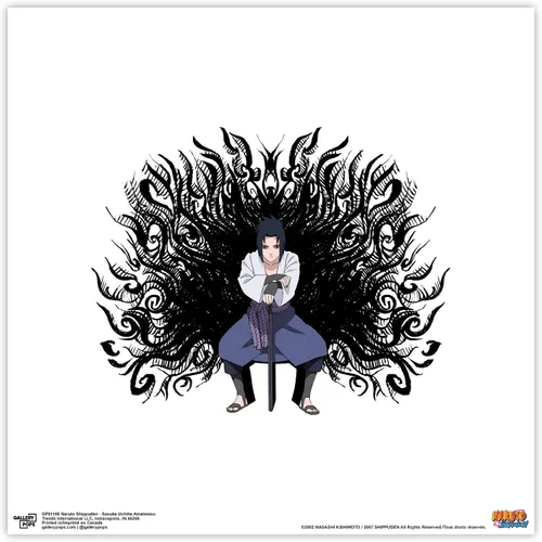 Vista 10 de Gallery Pops Naruto Shippuden - Sasuke Uchiha Amaterasu - Arte de pared, versión enmarcada negra, 12 x 12 pulgadas Versión con marco negro