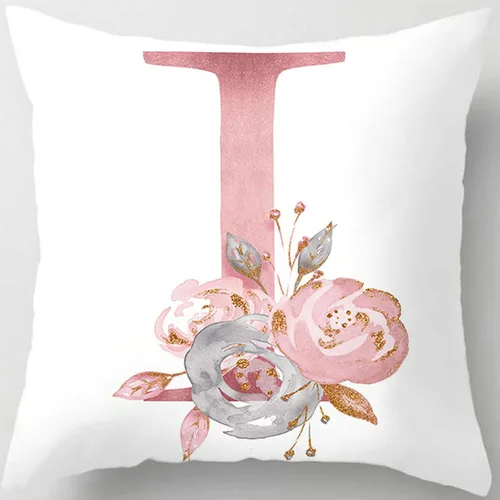 Vista 19 de Fundas de almohada rosa, lindas fundas de almohada decorativas con alfabeto, fundas de cojín cuadradas, protectores de almohada con letras