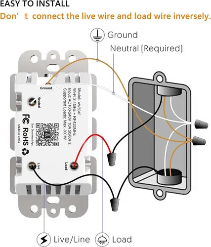 Vista 11 de Interruptor inteligente con aplicación y control remoto, interruptor de luz Alexa de un solo polo, interruptor de pared con temporizador Wi-Fi