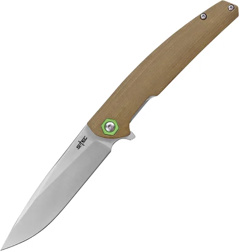 Vista 2 de S-TEC Sandvik - Cuchillo plegable de acero inoxidable con mango compuesto G10 (TS500 marrón)