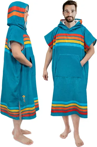 Vista 14 de SUN CUBE Poncho de surf cambiador con capucha Toalla de microfibra absorbente de secado rápido con bolsillo para surfear, hombres y mujeres