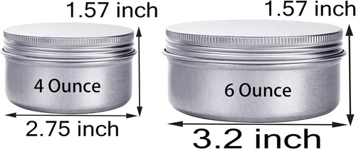 Vista 8 de Latas de aluminio de 6 onzas con tapa de rosca de 6.1 fl oz, recipientes de almacenamiento de metal para almacenar especias, dulces, bálsamo labial