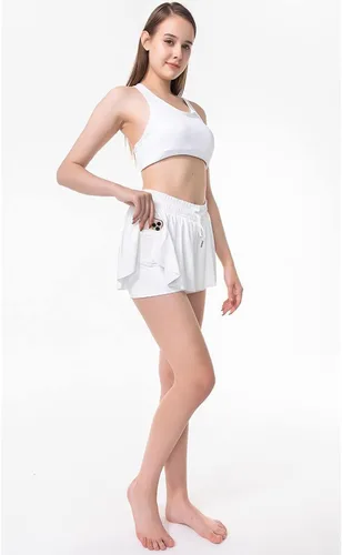 Vista 3 de YLDUJ AMUM Pantalones cortos fluidos con bolsillos para mujer