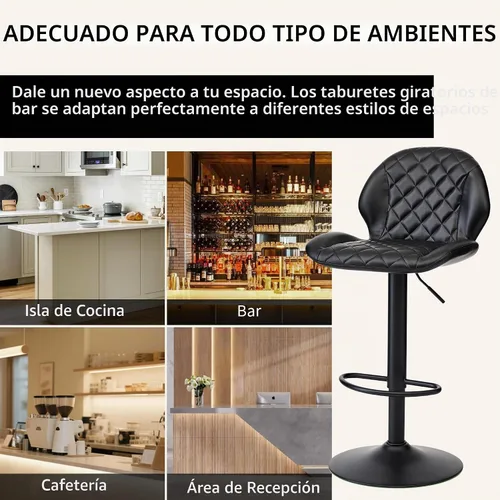 Vista 6 de FIRAVOE Juego de 2 taburetes giratorios modernos de altura de mostrador para bar en casa