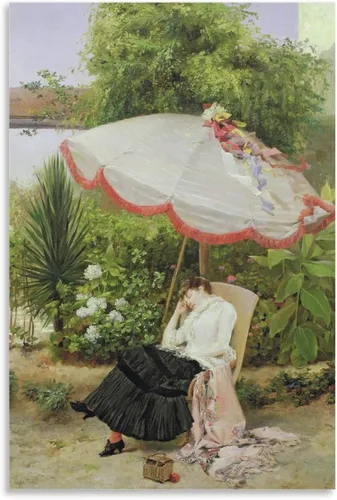 Vista 9 de Pedro Lira,Girl Under A Parasol By Pedro Lira,art Prints,Vintage Art,canvas Wall Art,famous Art Prin Canvas Wall Art Print Poster For Home School