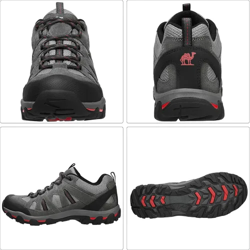 Vista 6 de CAMELSPORTS Zapatos de senderismo para hombre, transpirables, ligeros, zapatos de cuero para caminar, zapatos de senderismo y senderismo, talla 7 a