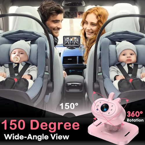Vista 5 de AMTIFO Cámara de coche para bebés para niñas: Cámara de asiento trasero HD 1080P con visión nocturna IR - Instalación Plug & Play Monitor de 4.3