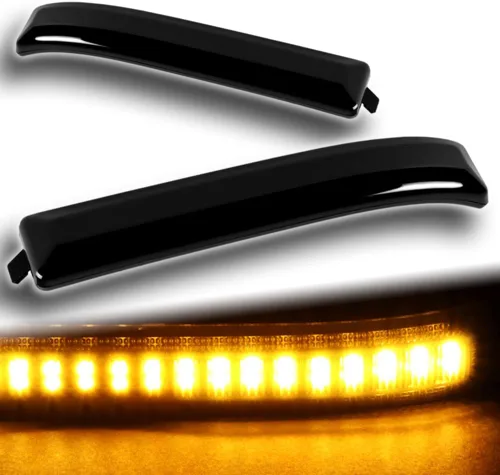 Vista 6 de Q1-TECH, lente ahumada dinámica ámbar LED espejo lateral luz intermitente compatible con Ford F-150 2009-2014, 2010 2011 2012 2013, luces LED