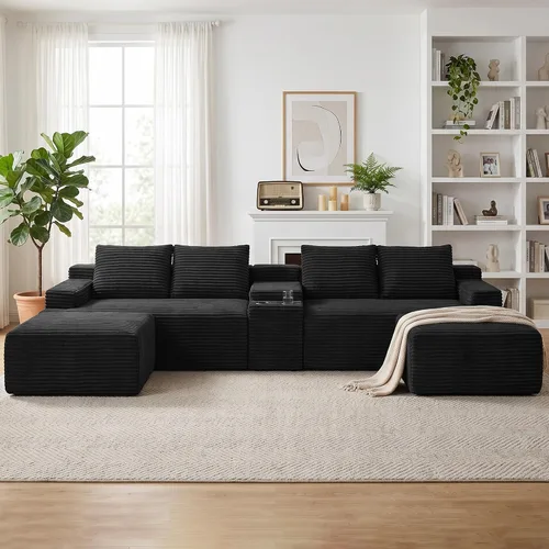 Vista 20 de Tmsan Sofá de 3 plazas sin hueso de 80.7 pulgadas para sala de estar con portavasos y asiento profundo de 26 pulgadas, bolsillos laterales, sofá
