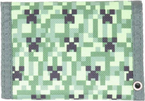 Vista 3 de Minecraft Creeper Camo Nylon Tri-Fold Cartera Multicolor Licencia