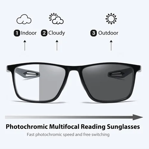 Vista 3 de Multifocal Progressive Transition Photochromic Reading Glasses Blue Light Blocking Multifocus Readers Spring Hinge