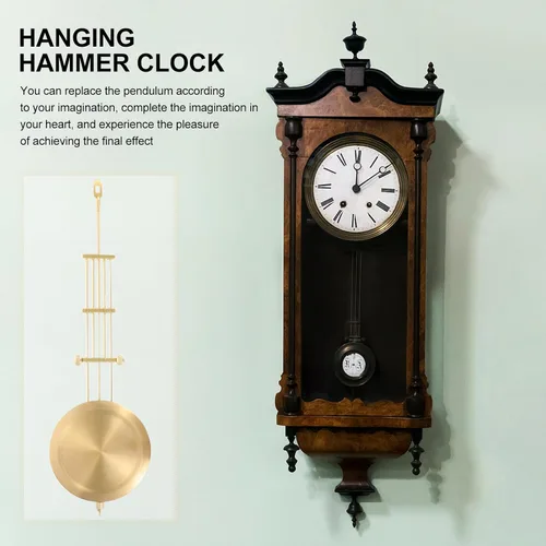 Vista 4 de Reloj de pared vintage, reloj de abuelo, retro, reemplazo de péndulo, conveniente pieza de péndulo, metal como pared retro vintage