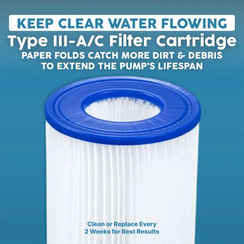 Vista 5 de Bestway Flowclear - Cartucho de bomba de filtro de agua para piscina sobre el suelo, 530 galones por hora, 120 voltios con temporizador de apagado