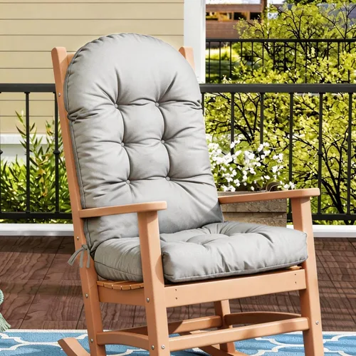 Vista 8 de Adirondack & - Cojín para silla mecedora, respaldo alto, acolchado para patio con lazos, resistente a la decoloración y protección UV, cojín