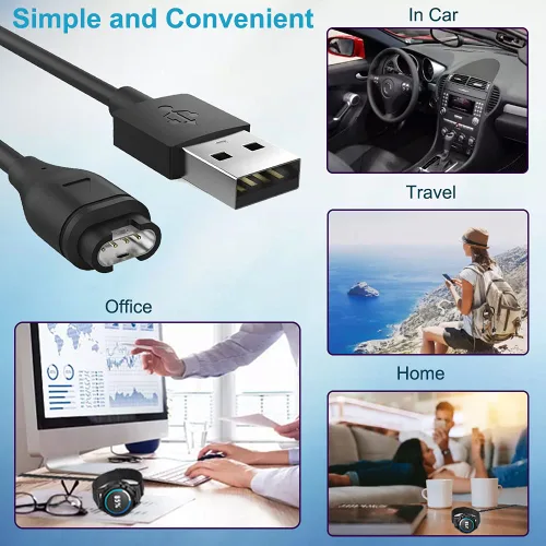 Vista 5 de Cargador para Garmin Instinct 3/2/2S/2X, cable de carga USB para reloj inteligente Garmin Instinct Series - 100cm/3.3ft