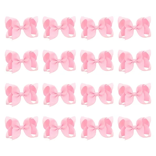 Vista 9 de DEEKA 16 lazos para el cabello hechos a mano de 4 pulgadas, cinta de grogrén de color sólido, pinzas de cocodrilo, accesorios para el cabello