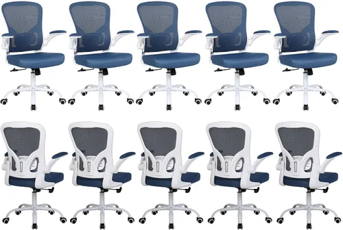Vista 16 de Flysky Silla ergonómica de escritorio para oficina en casa, soporte lumbar, silla giratoria de malla transpirable para computadora con ruedas y Negro