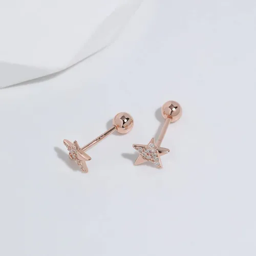 Vista 4 de Meissa Aretes de bola de rosca para mujer, plata de ley 925, delicados y bonitos aretes de estrella para múltiples piercings