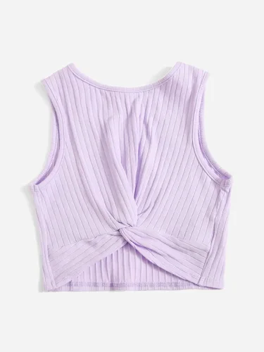 Vista 3 de SHENHE Camiseta corta sin mangas de 3 piezas para niña, con cuello redondo, acanalada