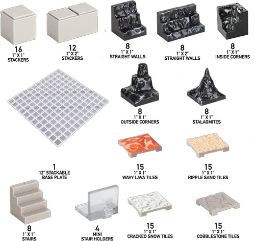 Vista 2 de Monster Adventure Terrain - Sistema de construcción intercambiable 3D, juego de expansión de caverna pintada de 141 piezas con base, construye