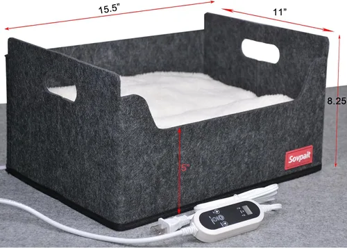 Vista 5 de Cama climatizada para gatos de interior, cama climatizada para mascotas para gatos de interior y perros pequeños, con almohadilla de calefacción
