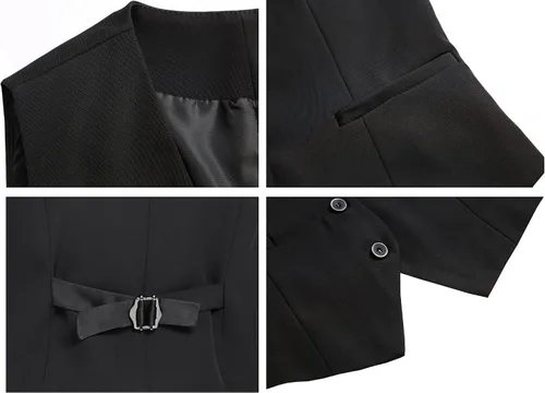 Vista 6 de Foucome Vestido formal de negocios ajustado para mujer, chaleco con botones
