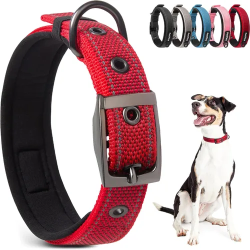 Vista 19 de PetiFine Collares para perros pequeños, collar acolchado de neopreno, collares reflectantes resistentes para mascotas con hebilla de cinturón