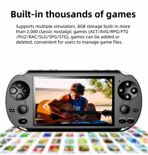 Vista 4 de TAQY 4.3 inch Dual Joystick Video Game Console Built-in 2000 Games Multiple Simulators Support MP4/TV OUT Travel Portable Retro Game Console
