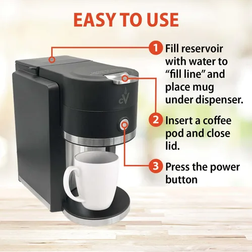 Vista 5 de Café Valet Barista - Cafetera de una sola porción, compatible con cápsulas de café K-Cup, diseño compacto