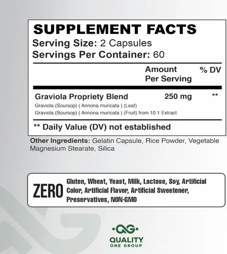 Vista 2 de GRAVIOLA MAX - 2500 mg por porción de suplemento de extracto de graviola puro - Guanábana (Annona muricata) - Refuerzo del sistema inmunológico