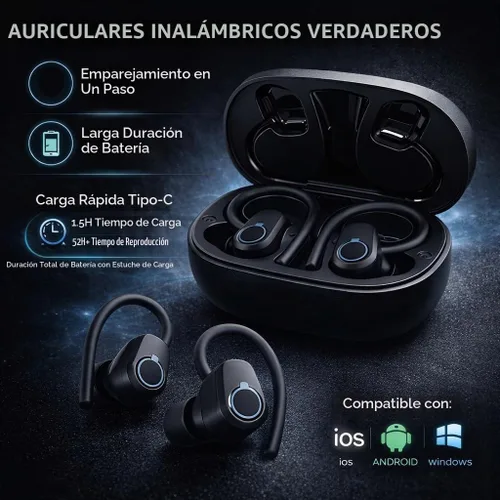 Vista 7 de Auriculares inalámbricos,Auriculares deportivos Bluetooth 5.3,HiFi