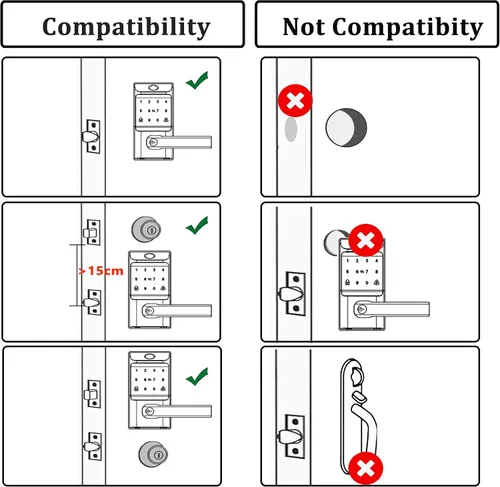 Vista 6 de Cerradura de puerta automática de entrada sin llave, cerradura inteligente con perilla de puerta, huella digital biométrica, código de acceso