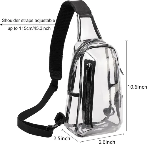 Vista 4 de TINYAT T9060 - Bolso bandolera transparente aprobado para estadios, bolso cruzado casual en el pecho para hombres y mujeres, T9060