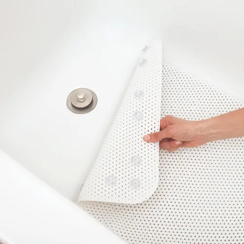 Vista 7 de Duck Brand Softex Bath Mat for Tubs, Machine Washable, 17 x 36 Inches, Taupe, Skid Resistant (442097) (Pack of 4)