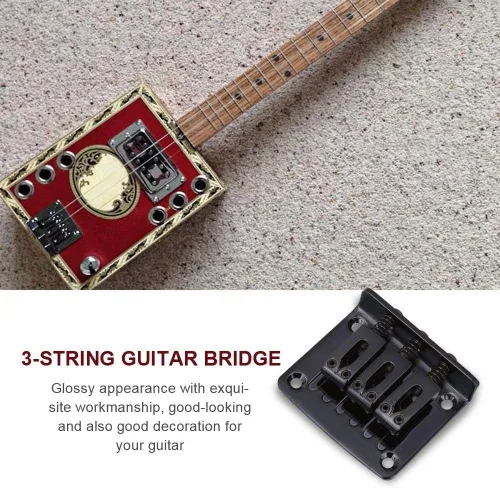 Vista 4 de Vbest life Puente de guitarra eléctrica, pieza de repuesto de puente de guitarra fija de 3 cuerdas con 4 tornillos para guitarra eléctrica