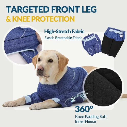 Vista 2 de ROZKITCH Funda para perro de pierna delantera para pierna delantera, protector de rodilla para evitar lamer heridas, codo, traje de recuperación