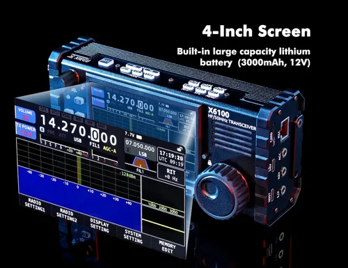 Vista 4 de Xiegu X6100 Transceptor HF SDR HF/50MHz Modo Completo Batería Integrada y Sintonizador de Antena Automático