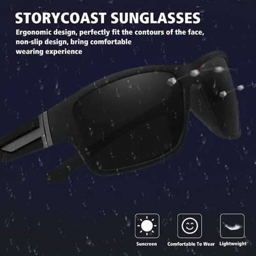 Vista 5 de STORYCOAST Gafas de sol polarizadas deportivas para hombres y mujeres, marco irrompible para ciclismo, pesca, conducción