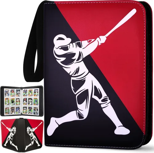 Vista 10 de Carpeta de Tarjetas de Fútbol Americano 900 Bolsillos, 50 Fundas Carpeta Grande de Fútbol Americano 3 Anillos con Cremallera Porta Tarjetas