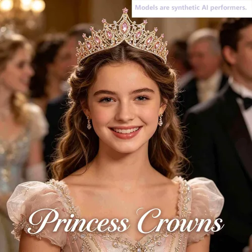 Vista 4 de Kamirola Corona de Reina Barroca, Corona Nupcial de Boda con Diamantes de Imitación y Tiaras Diadema de Cristal Para Cumpleaños Baile de Graduación