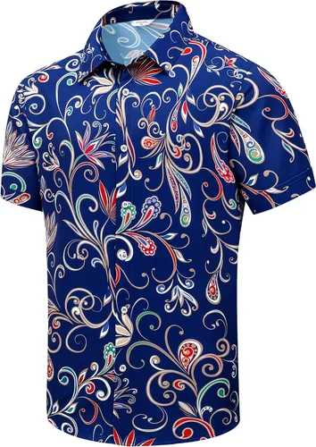 Vista 37 de SheLucki - Camisa hawaiana para hombre, unisex, de manga corta, con botones, para la playa y el verano, ropa casual estampada con sombra de palmas