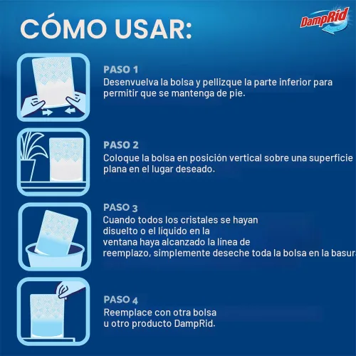 Vista 4 de DampRid Bolsas de absorción de humedad de uso único con aroma fresco, paquete de 6