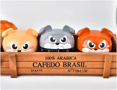 Vista 5 de Temporizadores de maquinaria de perro de dibujos animados lindos 60 minutos temporizador de cocina mecánica reloj contadores de alarma fuerte