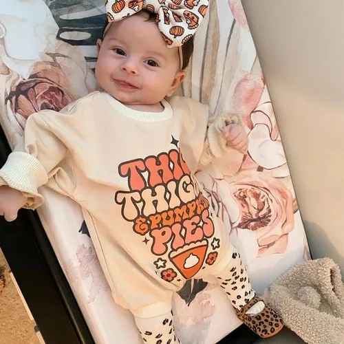 Vista 2 de Traje de Acción de Gracias para bebé, niña y niño, sudadera de manga larga con cuello redondo, ropa de otoño e invierno
