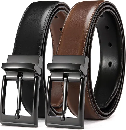 Vista 14 de CHAOREN Cinturón reversible para hombre, 1 pieza, cinturón de vestir de Negro/Marrón