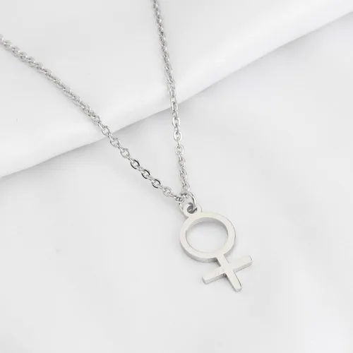 Vista 6 de KEYCHIN Collar astrológico femenino de género con dije de símbolo de Venus, colgante de símbolo femenino, joyería para mujeres y niñas, Acero