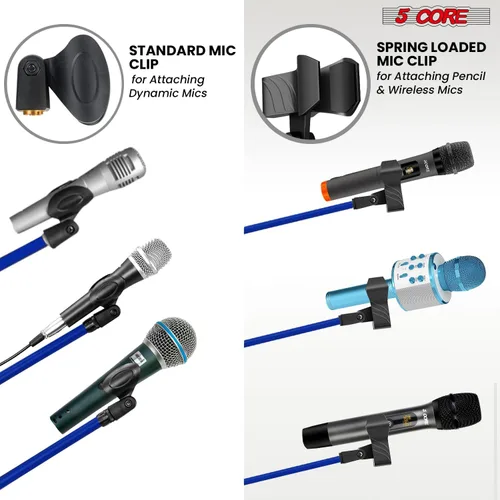 Vista 4 de 5 Core Soporte de micrófono de piso universal de altura ajustable trípode soportes de micrófono w brazo telescópico extensible plegable portátil w 2