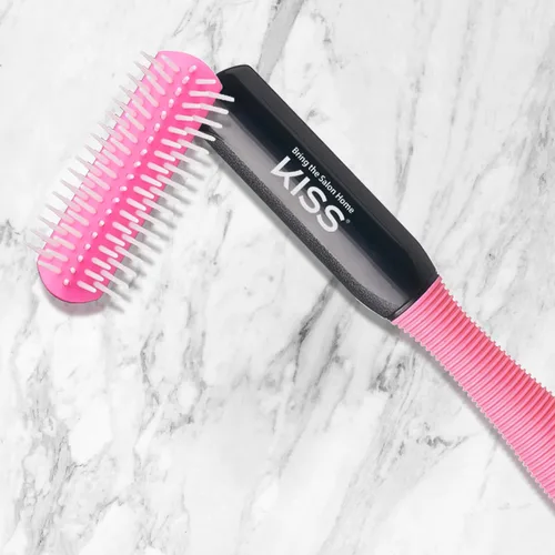 Vista 5 de KISS Colors & Care Mini cepillo antideslizante ajustable para niños, color rosa, suave, suave y elegante, resultados sin nudos, menos roturas